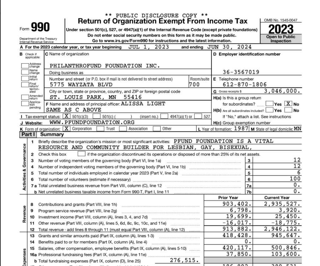 2023 990 Cover Page Image